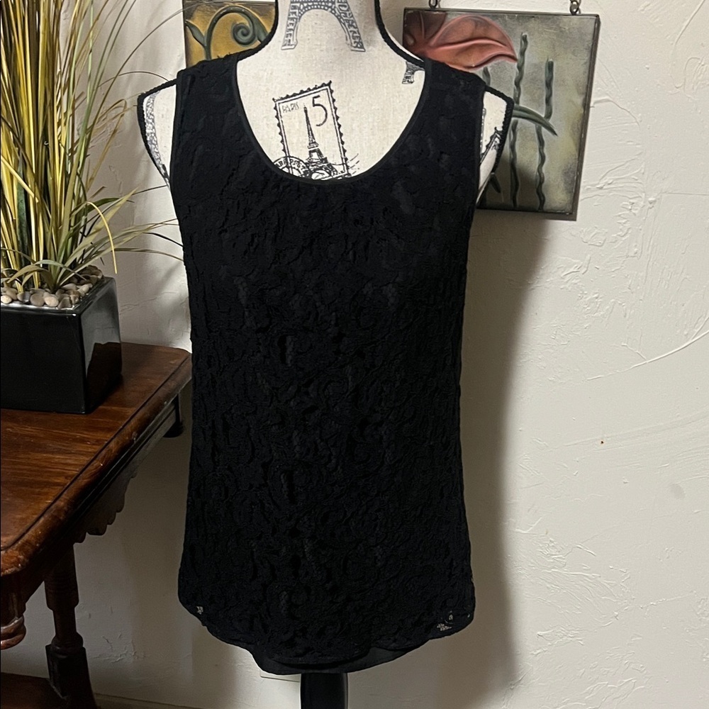 Talbots Black Lace Tank Top - Picture 1 of 7